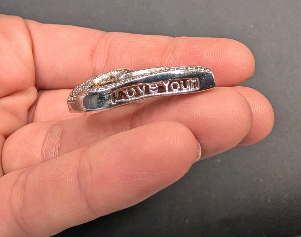 Sterling Silver 925 Rhodium Plated CZ Love Your Heart Pendant Great Mom Gift