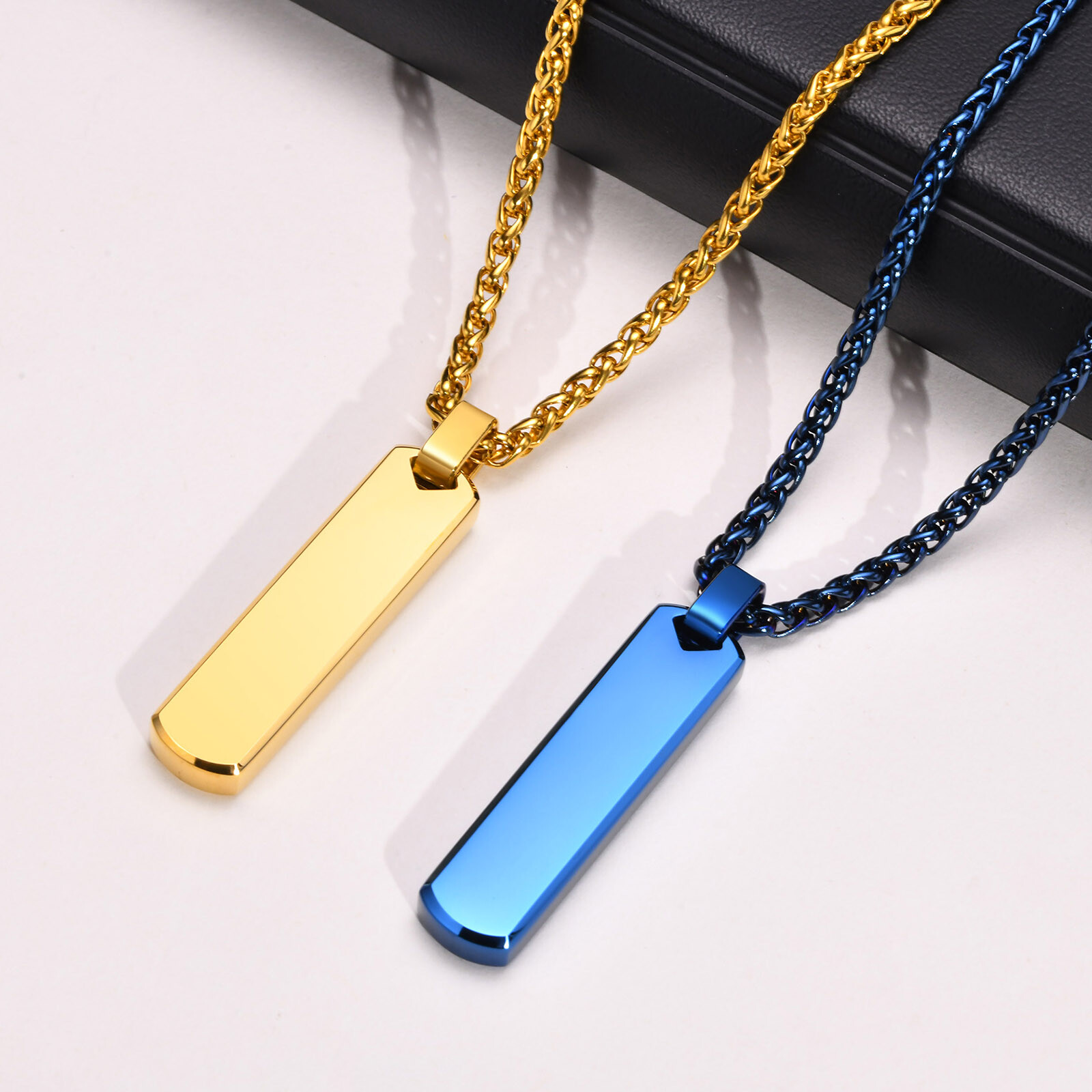Initial Bar Necklace for Men Personalized A-Z Letters Casual Simple Pendant