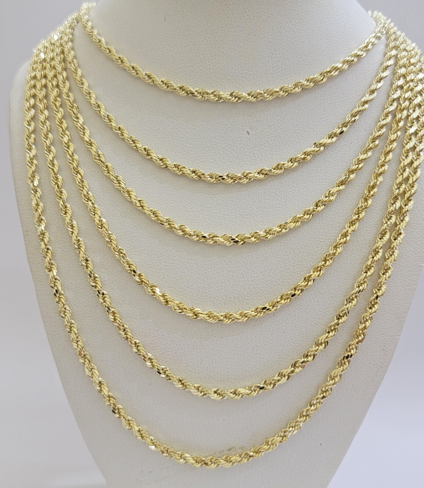 Real 14k Yellow Gold Rope chain necklace 2.5mm 3mm 4mm 5mm 18-26 Inch Men women.