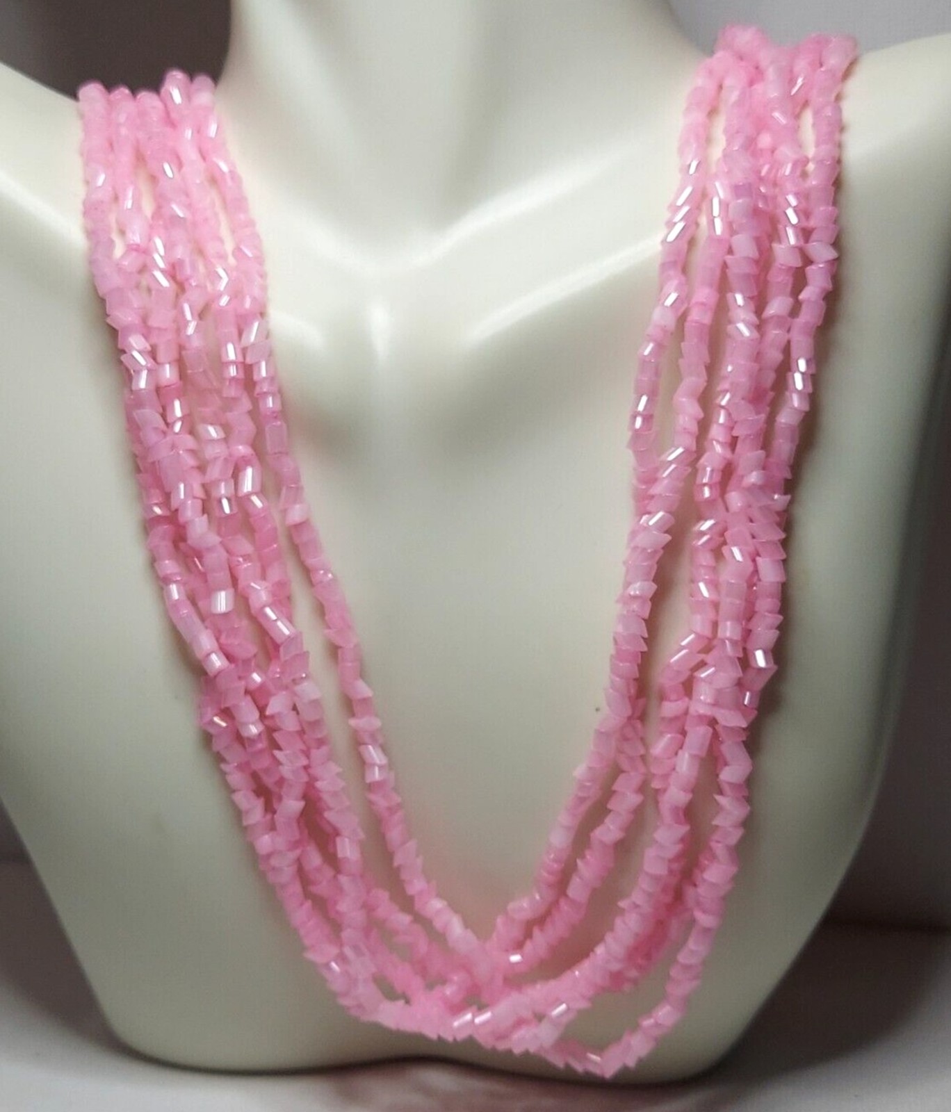 Pink bohemian glass beads 6 strands 24 inches