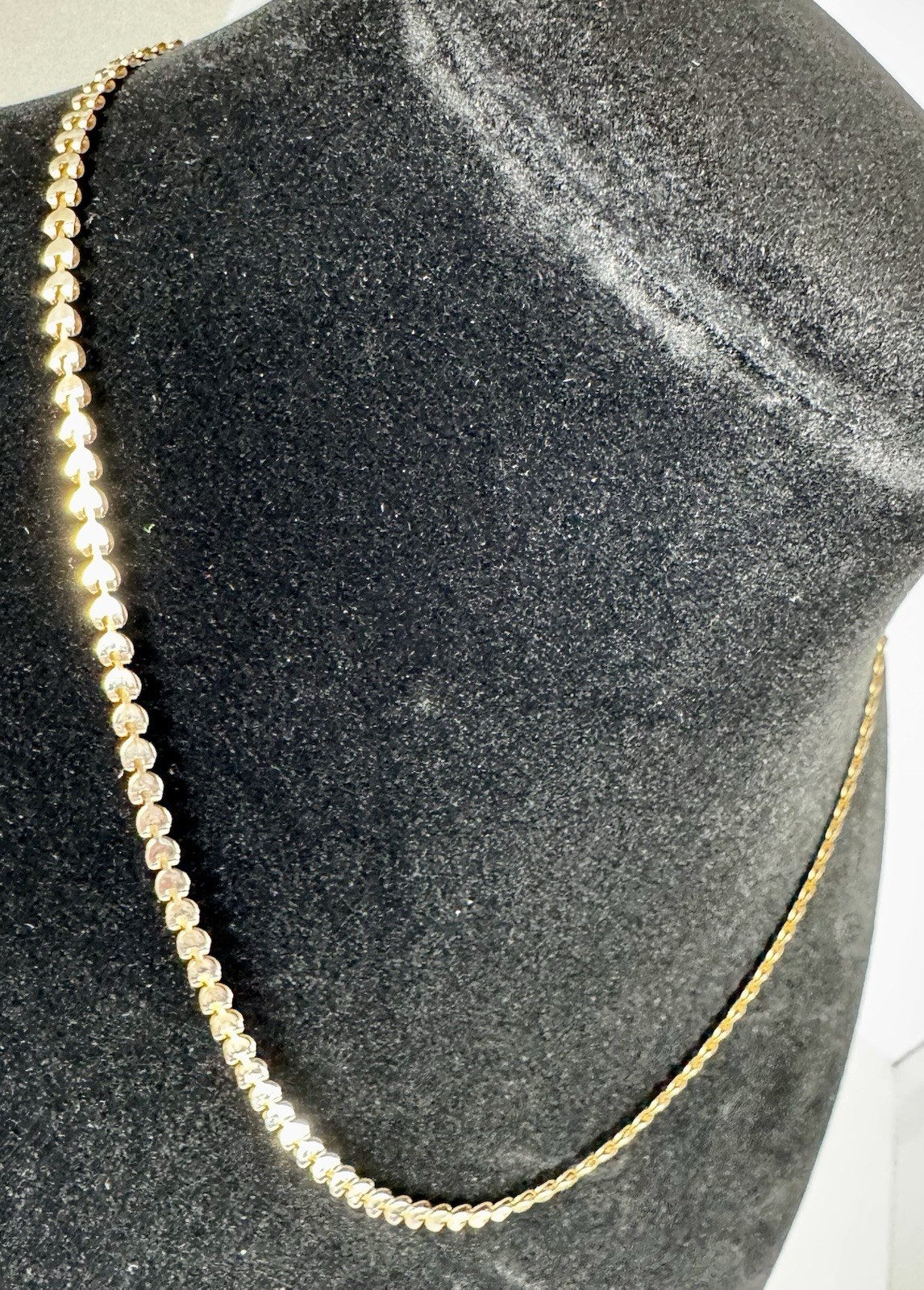 Gold Tone Tennis Style Necklace Spring Ring Signed Star Clasp Metal #1549