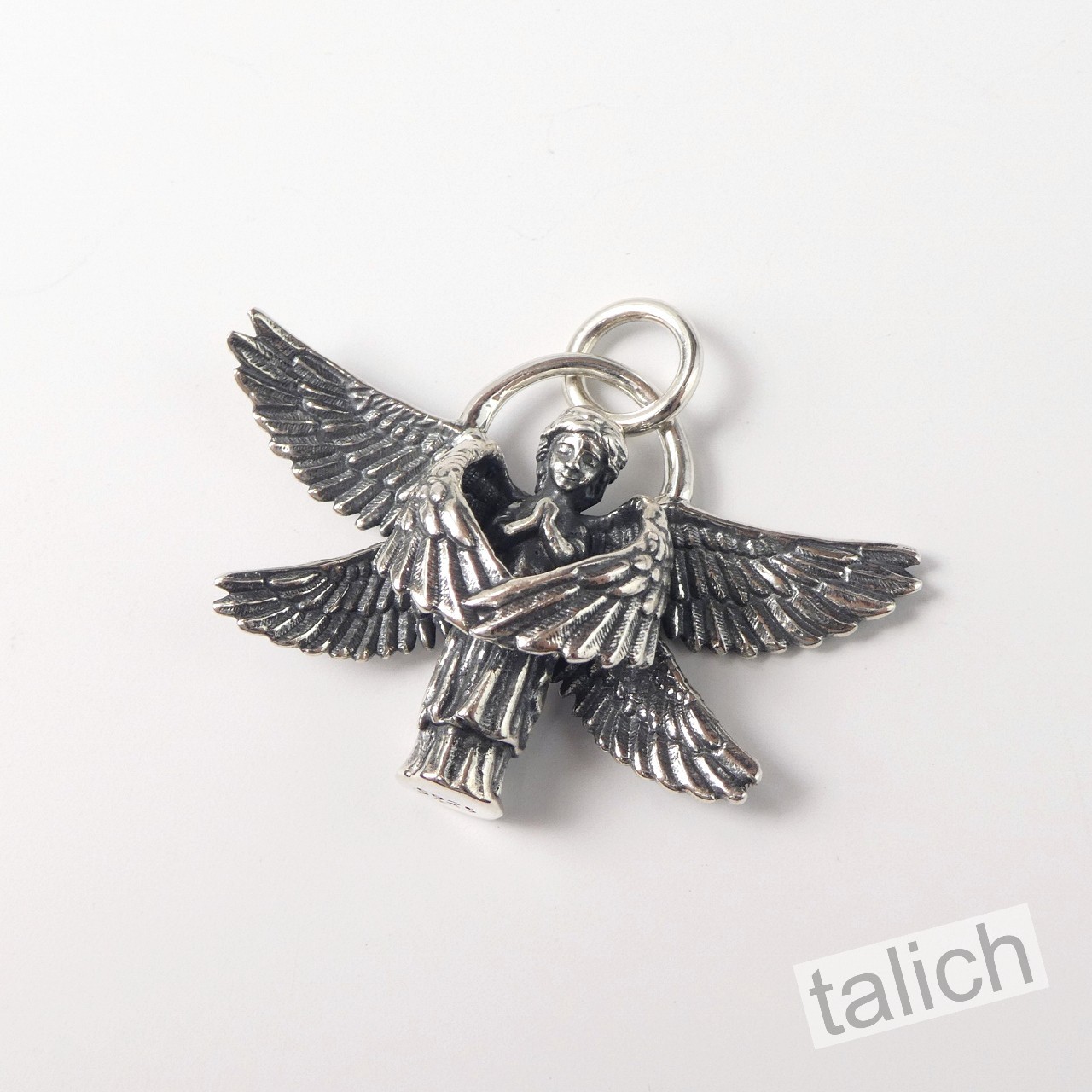 925 Sterling Silver Six Winged Praying Guardian Angel Pendant Protection Amulet