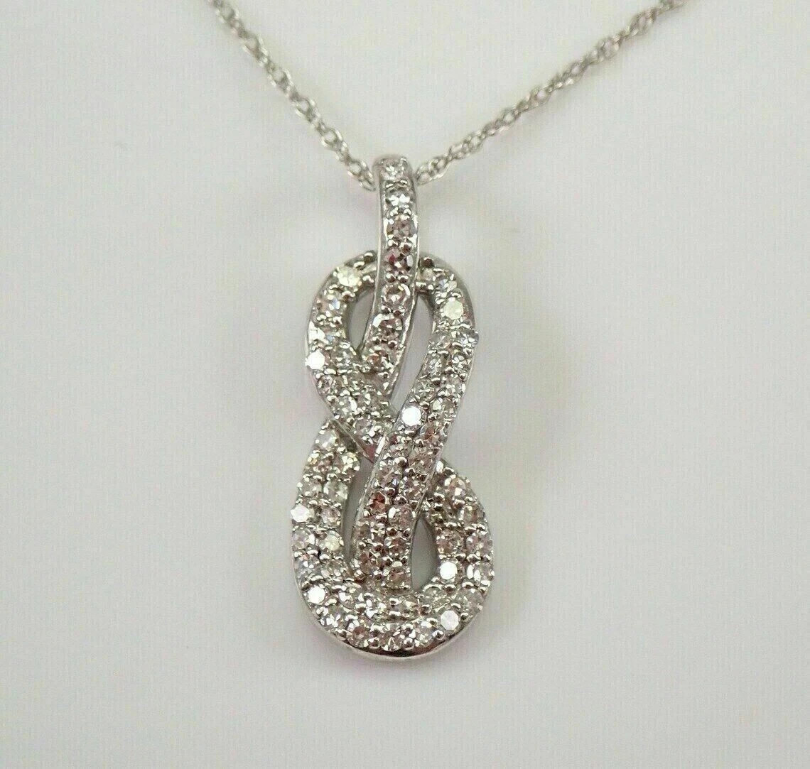 2Ct Round Cut Lab Created Diamond Pretty Infinity Pendent 14K White Gold Plated
