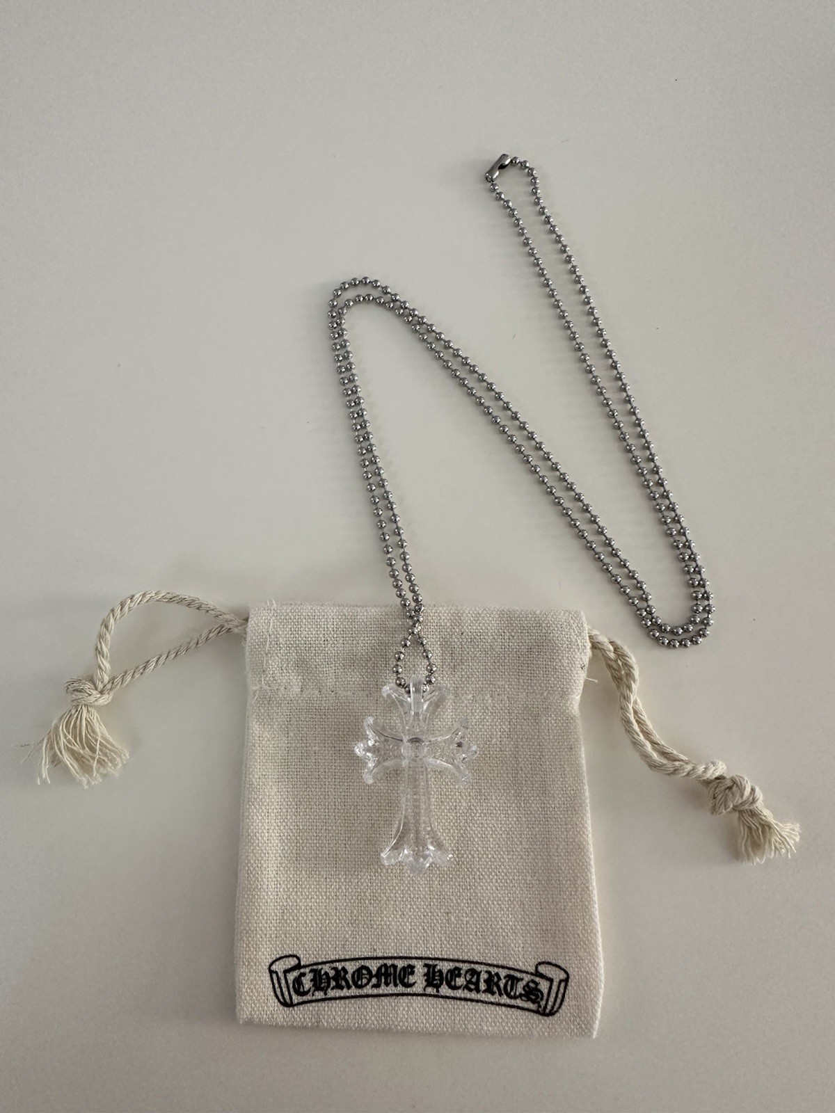 CH Chrome Tokyo 20th Clear Transparent Cross Rubber Necklace With Dust Bag