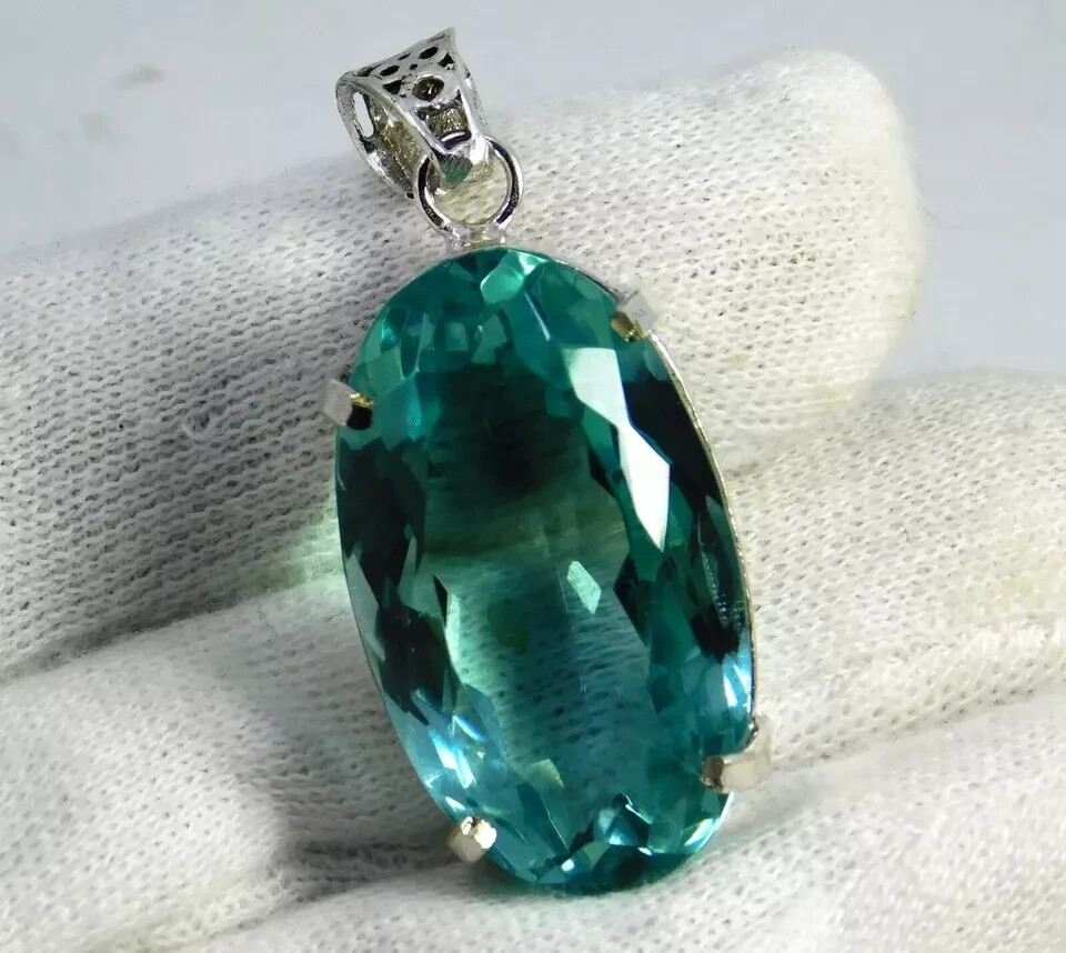 Flawless 94.50 Ct Blue Aqua Topaz Pendant Oval Shape Certified Loose Gemstone