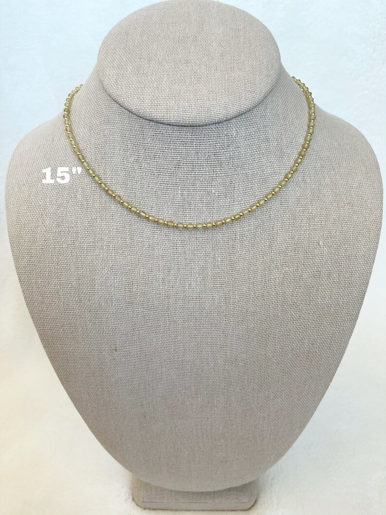 Dainty A++ Peridot Faceted Round Gemstone Gold Filled Beads Women Necklace 18”