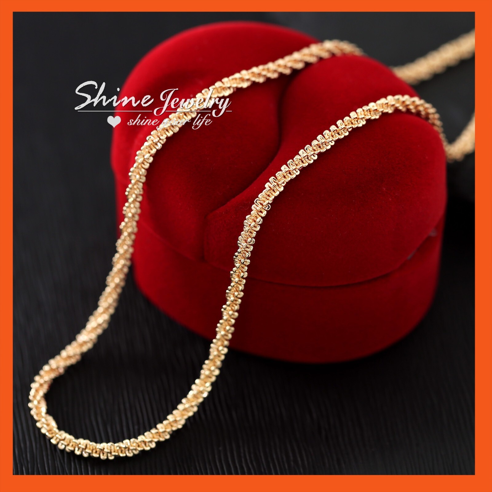 18K ROSE GOLD GF MENS WOMENS GLITTER MARGARITA TWISTED ROCK CHAIN NECKLACE 45cm