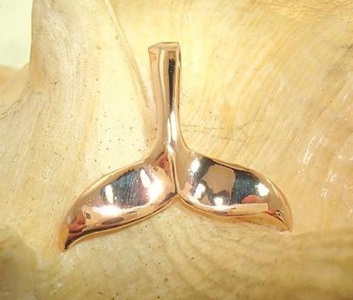 26mm Rose Gold Plated 925 STER Silver Hawaiian Humpback Whale Tail Pendant #1