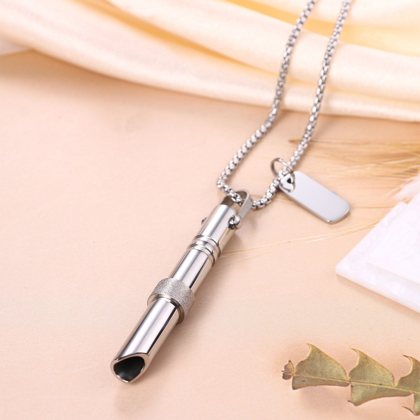 Men Women Anxiety Relief Mindful Breathing Stainless Steel Meditation Necklace