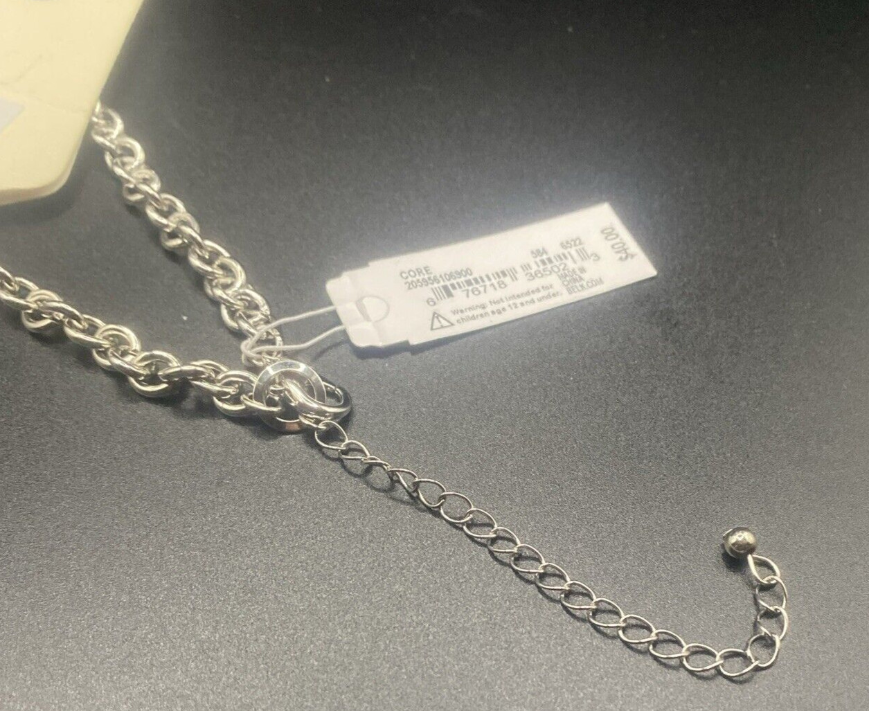 New Directions 20″ Bib Necklace Polished & Hammered Discs Thick Rolo Chain NWT