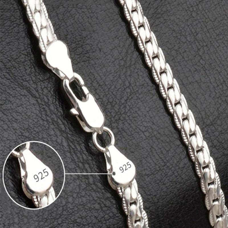 925 Sterling Solid Silver Chain Necklace Jewelry for Women Men Fashion Gift