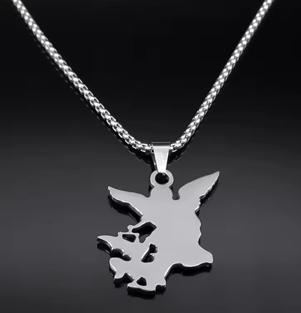 Stainless Steel St. Michael Pendant with 50cm (19.7 in) rounded box chain