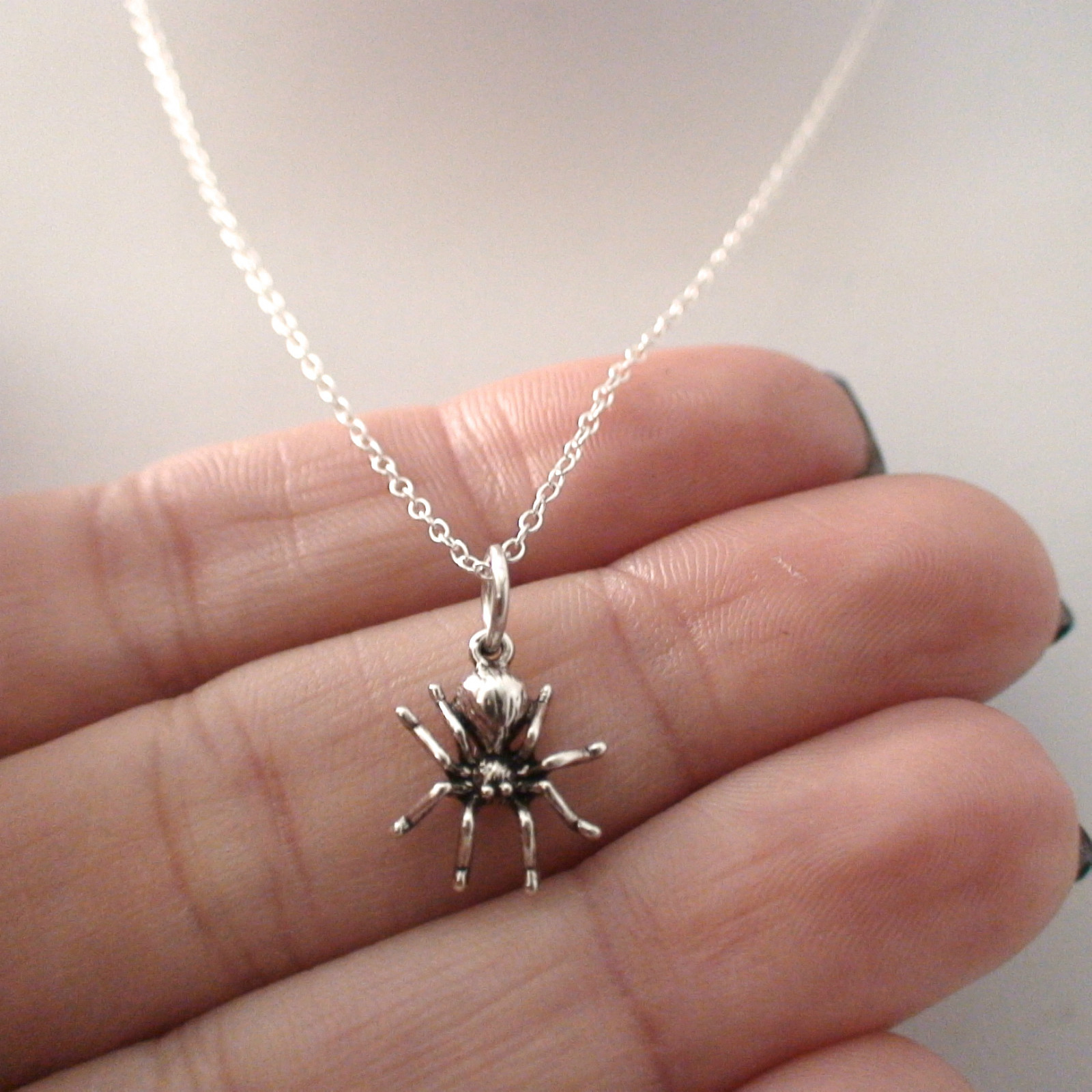 Tiny Spider Necklace – 925 Sterling Silver – Insect Bug Arachnid Halloween NEW