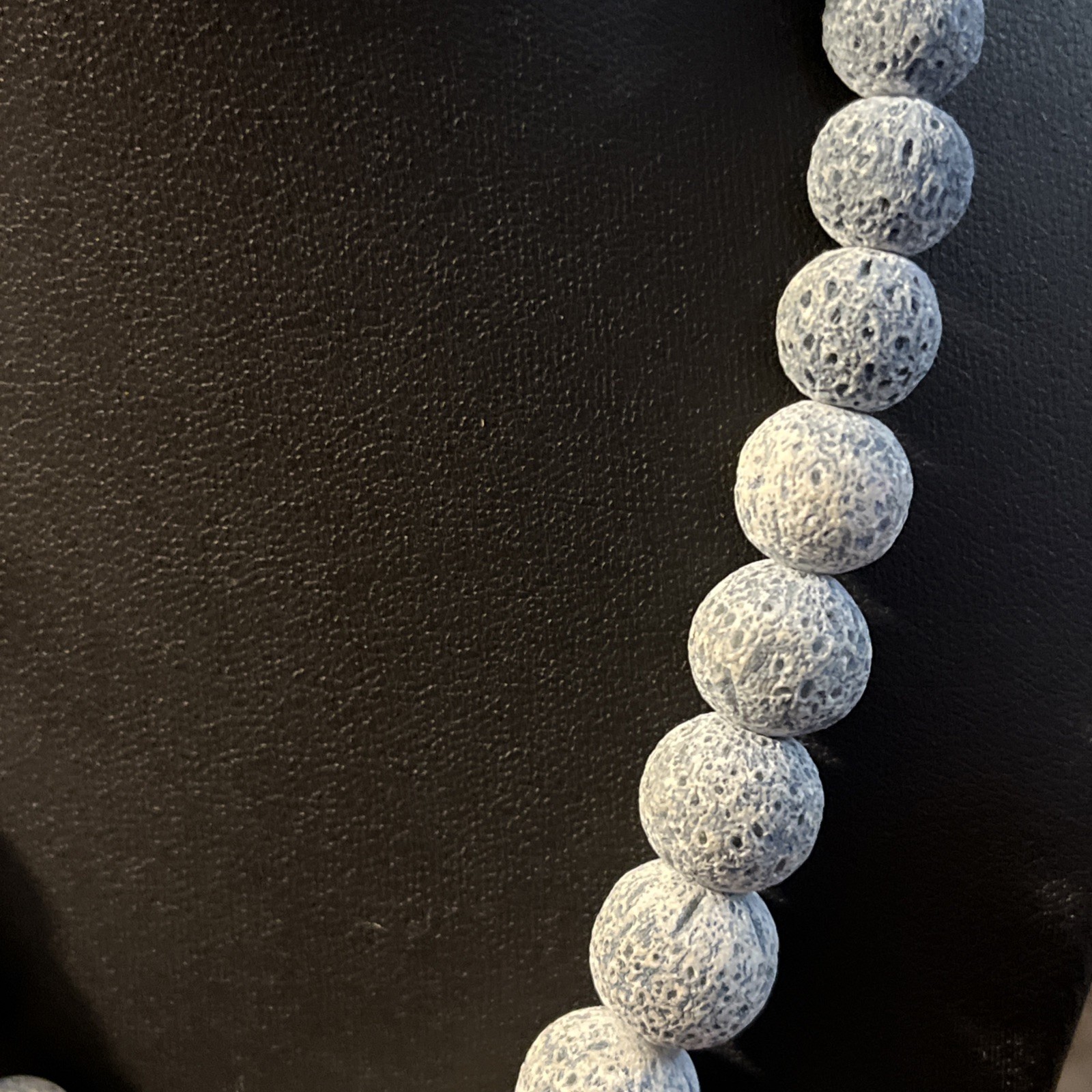 Gray Lava Rock Bead Necklace Natural Stone Diffuser Jewelry Unisex Boho Style