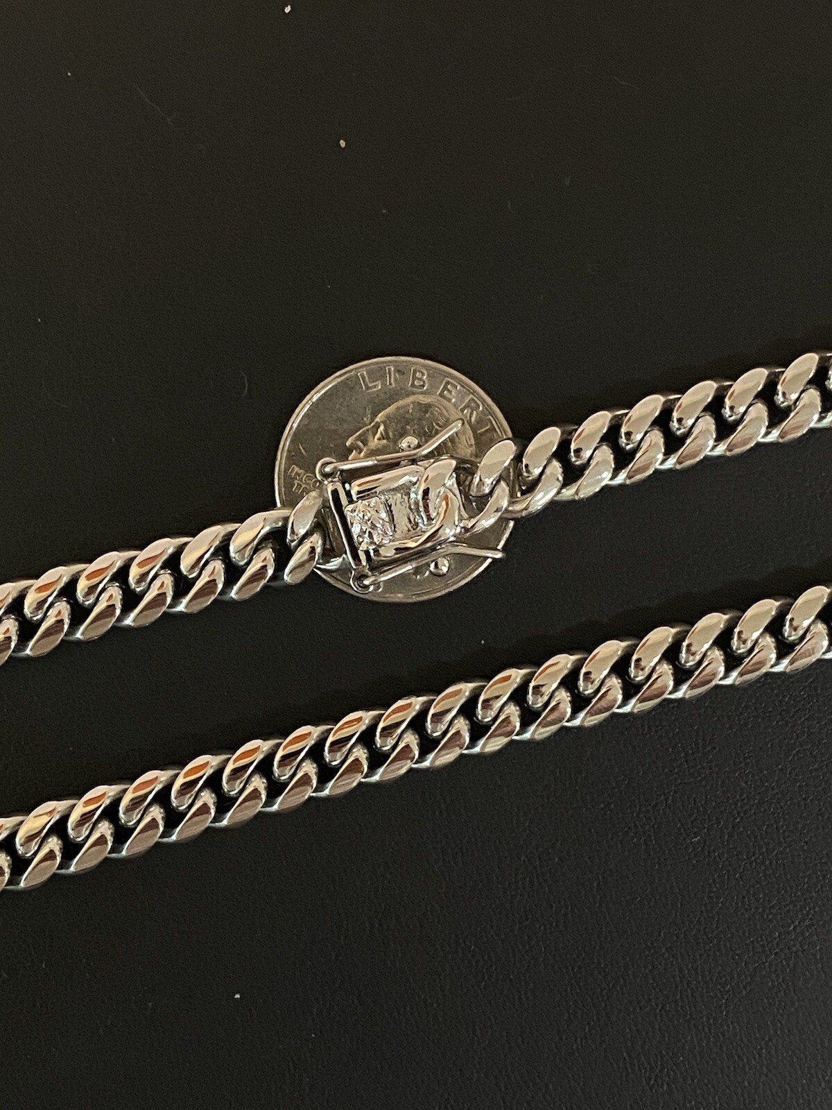 8mm Mens Miami Cuban Link 14k White Gold Plated Stainless Real HipHop Necklace