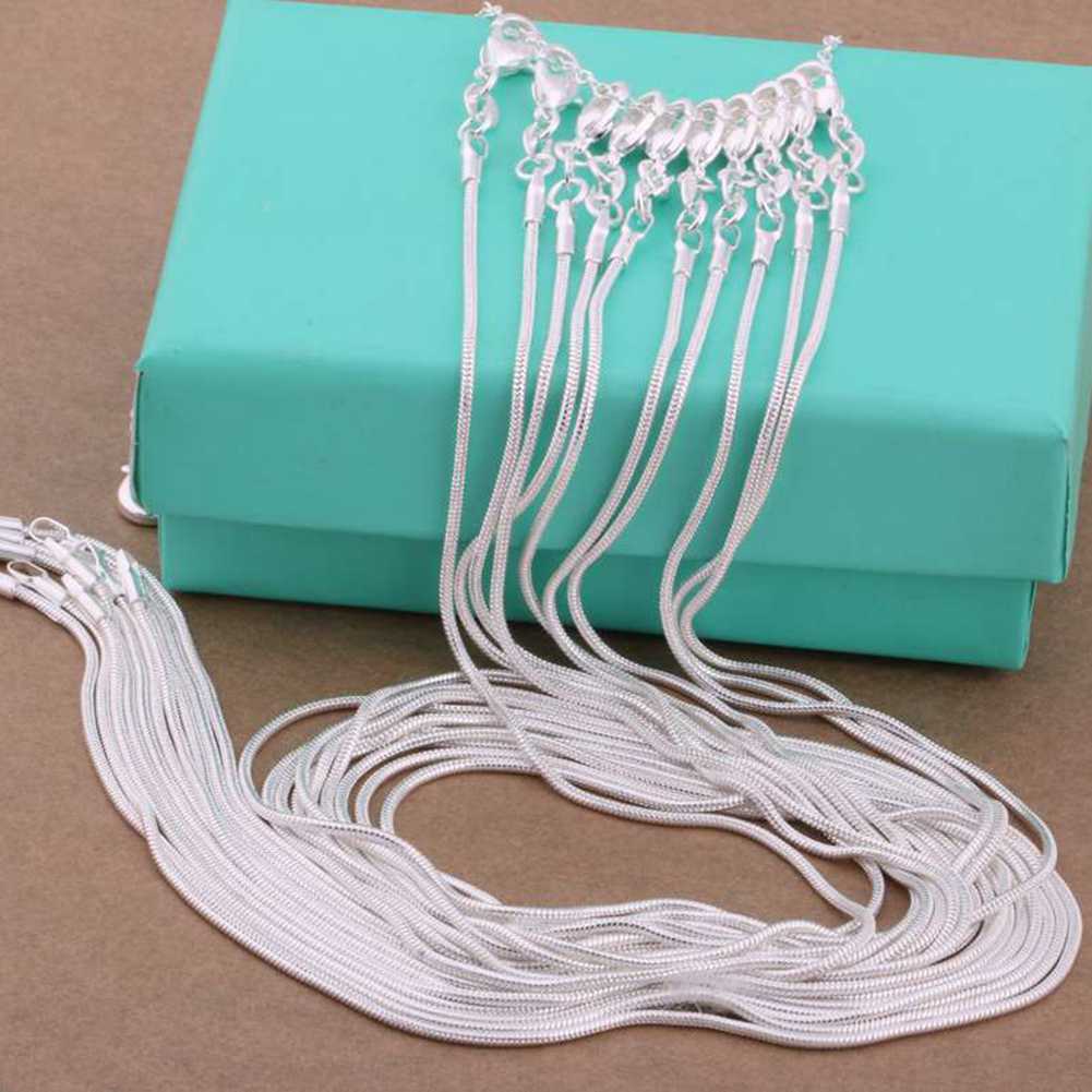 10PCS Wholesale 925 Sterling Solid Silver 1MM Snake Chain Necklace XXDC08