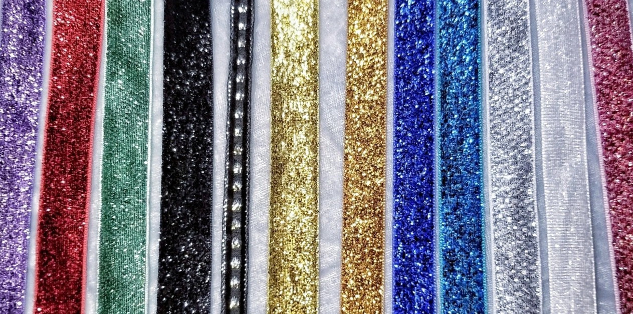 ALL COLORS Ribbon Choker Necklace Velvet Glitter Sequins Holidays