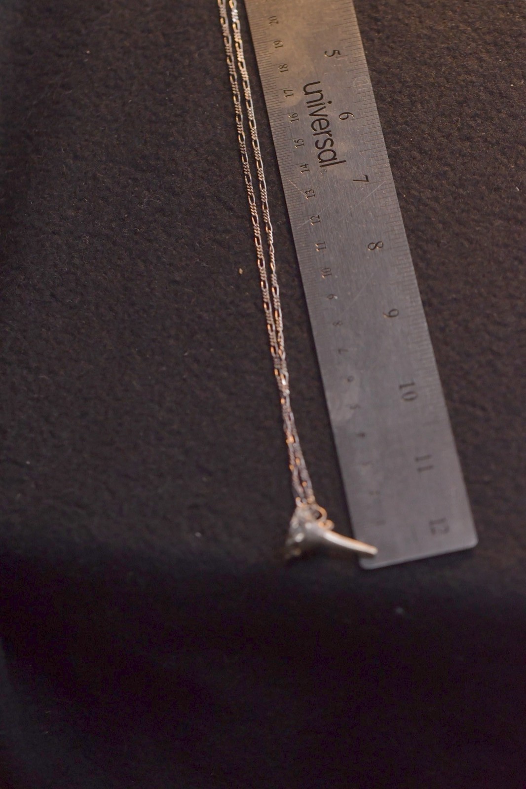 Silver Chain with Horn Funnel Charm 5.8g ~24 Inch Figaro Necklace