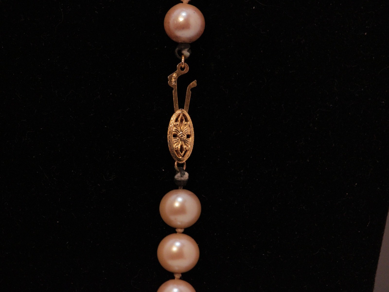23 Inch Costume Pearl Necklace With 14k Gold Clasp