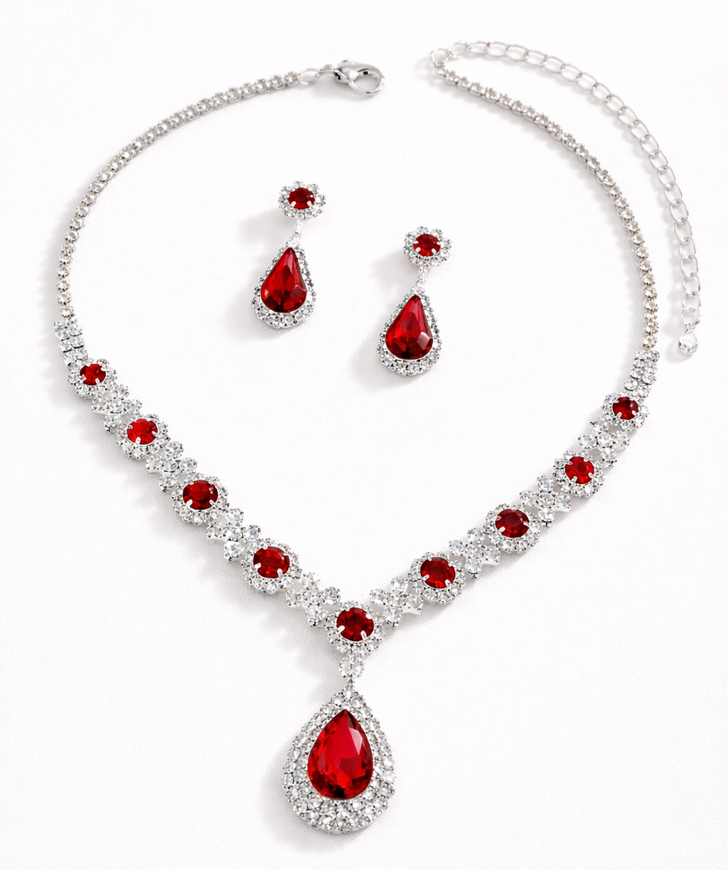 Crystal Bridal Jewelry Set Necklace Earring Wedding Prom Party Women Gift Luxury