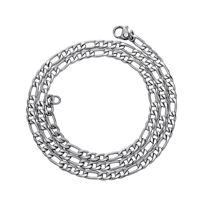Stainless Steel 1:3 Figaro Chain 7″- 30″ Men Women Necklace 2/3/5/7/9/11/13mm