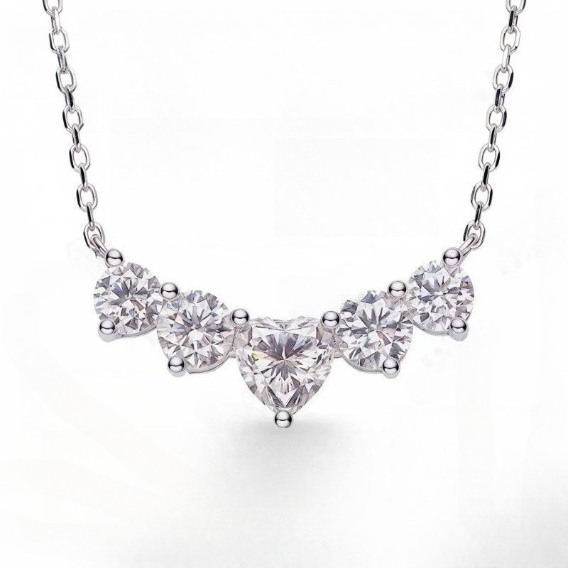 Star Heart Moissanite 925 Silver Necklace D Color VVS1 for Luxury Jewelry Gift