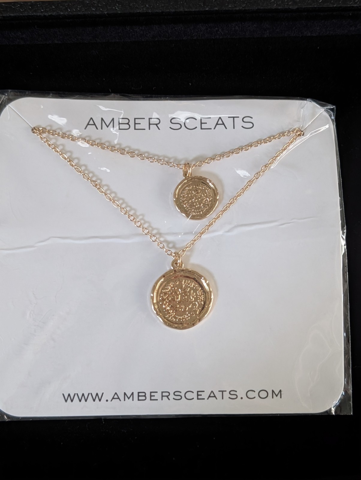 Amber Sceats Gold Tone Layered Round Coin Pendant Cable Chain Necklace