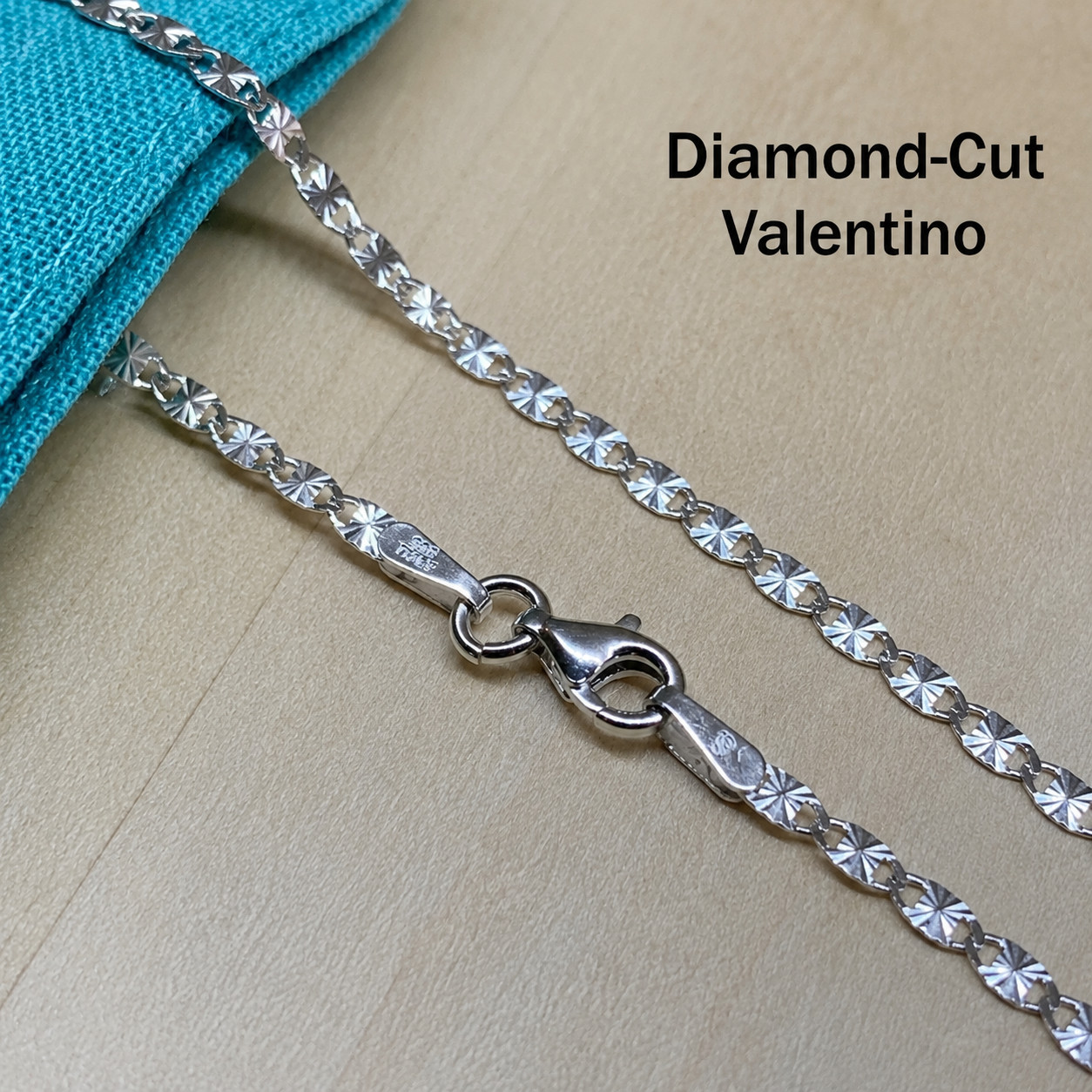 VALENTINO Unique Jewelry SOLID 925 STERLING SILVER 22″ Chain Necklace Made Italy