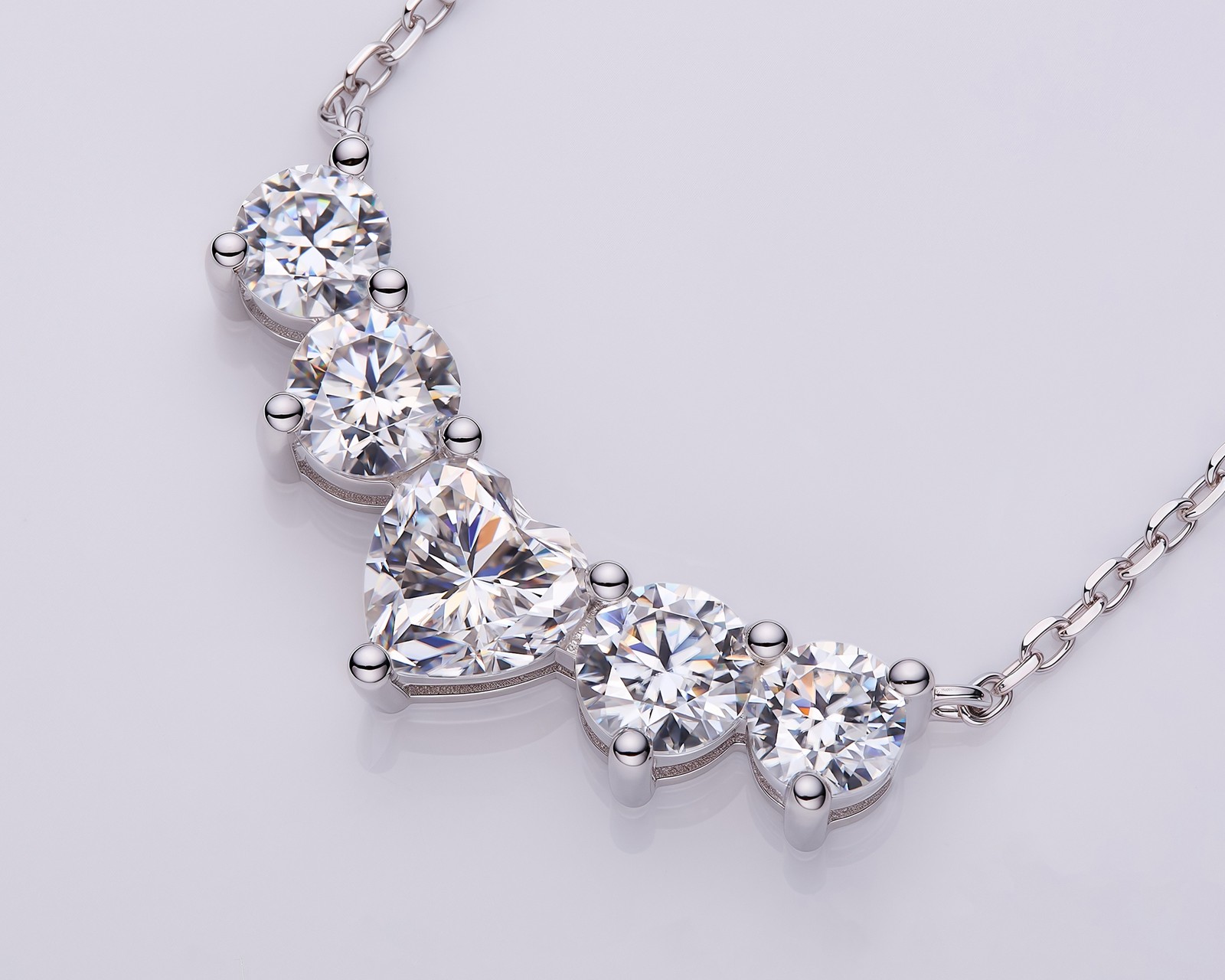 Star Heart Moissanite 925 Silver Necklace D Color VVS1 for Luxury Jewelry Gift