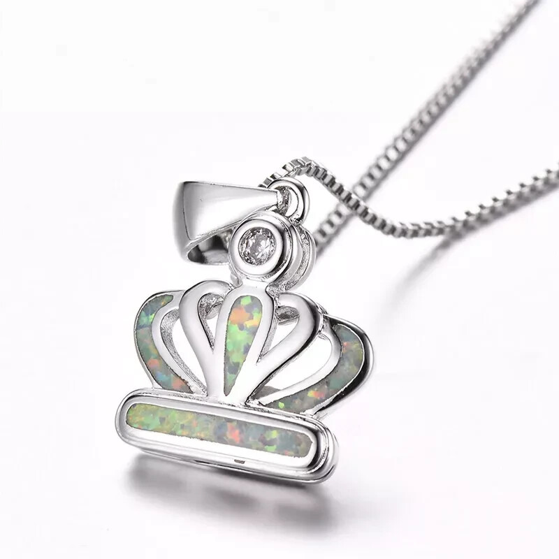 Beautiful White Enhance Opalite Pendant & 18″ Necklace! FREE SHIPPING IN USA!