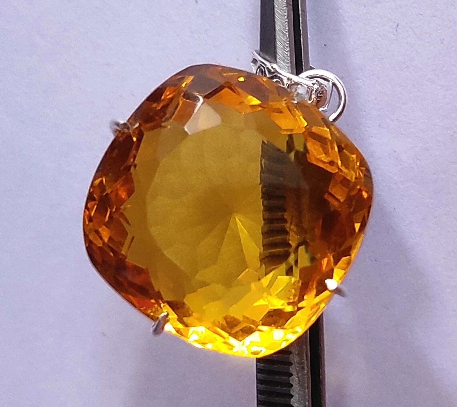 Natural 925 Solid Silver Pendant Yellow Color Cushion 95 Ct+ Loose Gemstone