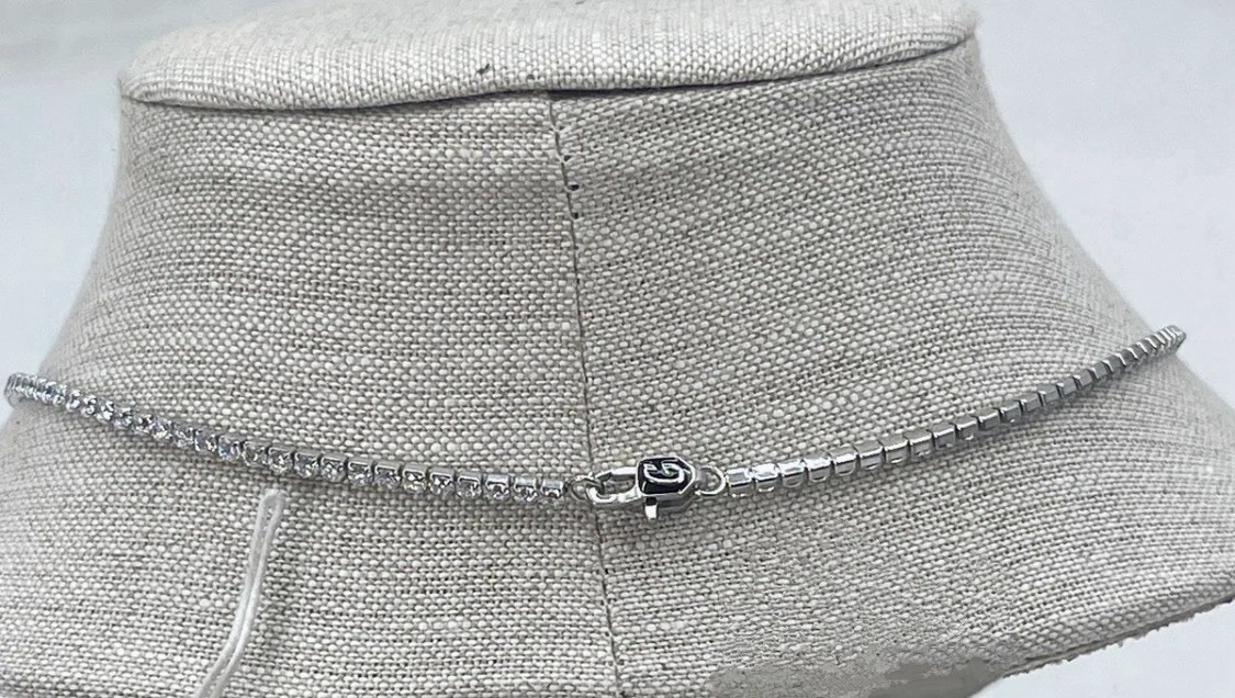 GLD 22 Inch Micro Tennis Necklace 2.5mm 14K White Gold Plated / CZ Stones