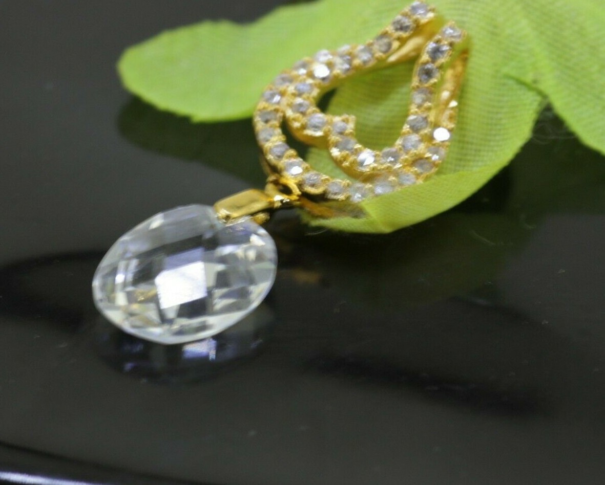 Elegant 18CT Yellow Gold Filled Water Drop Clear/Brown CZ Pendant N-A787 Gift