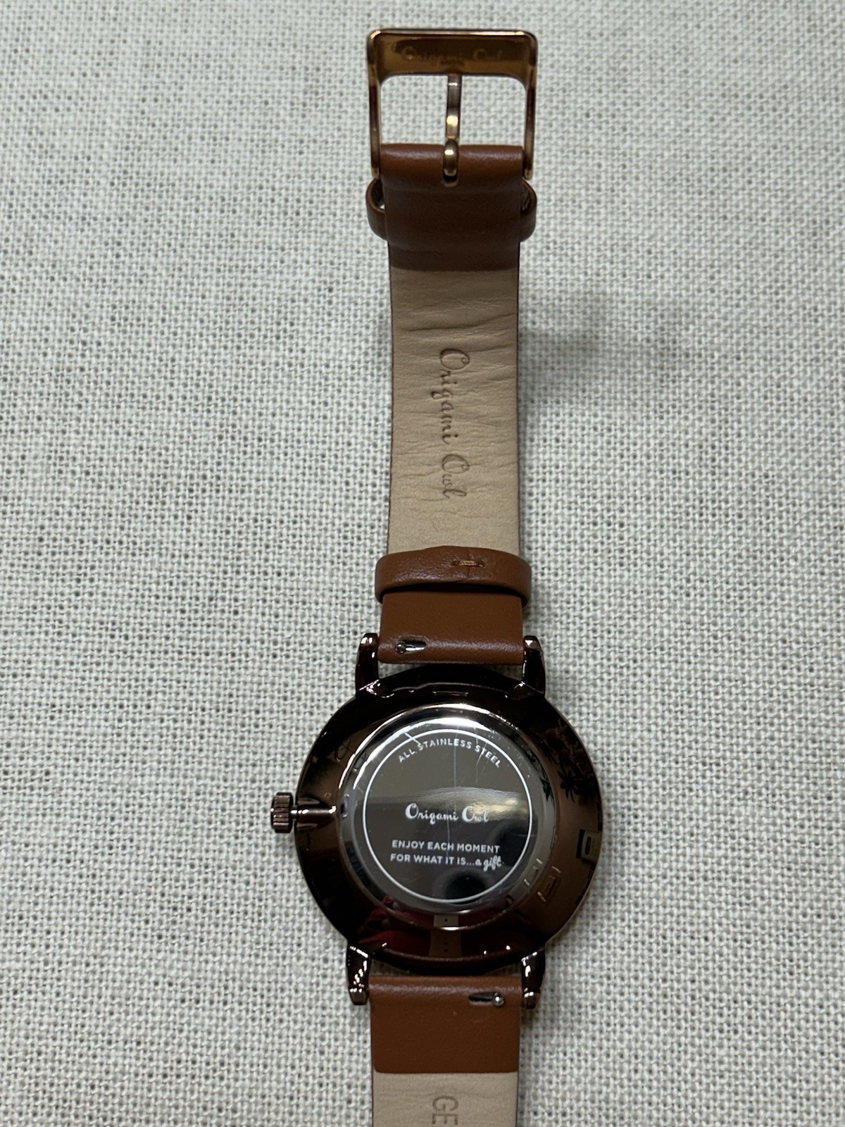 Origami Owl LK5010 Signature Chocolate Watch Metallic Crystals/Leather Band”New”