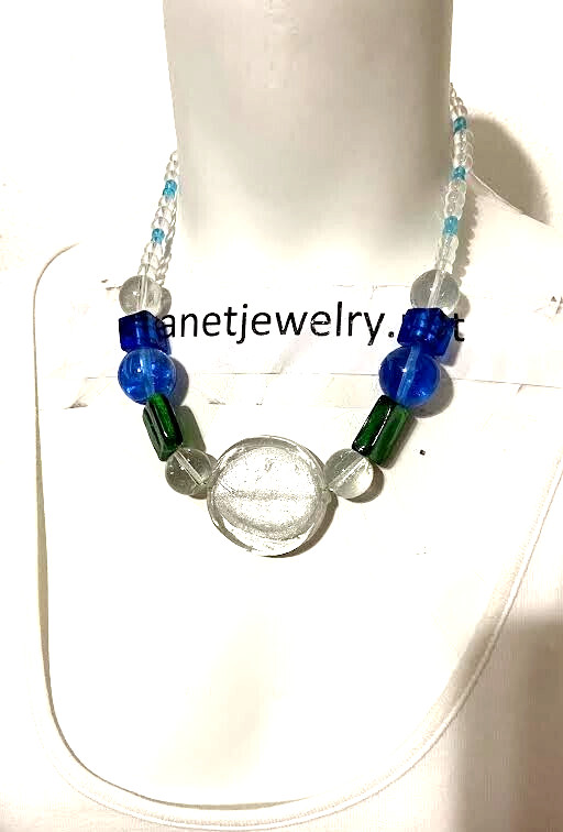 Multicolor GLASS Bead NECKLACE 17-20″ Adjustable NEW Handmade