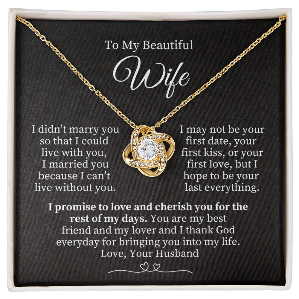 To My Wife – Valentine’s Day Gift, Love Knot Necklace With Mahogany Box