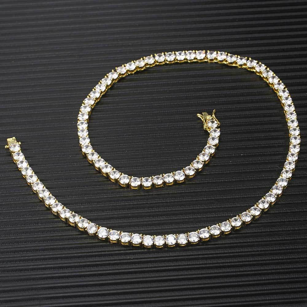 Women Men Iced Out Bling Tennis Necklaces Pendant Hip Hop CZ Zircons 3/4/5/6MM