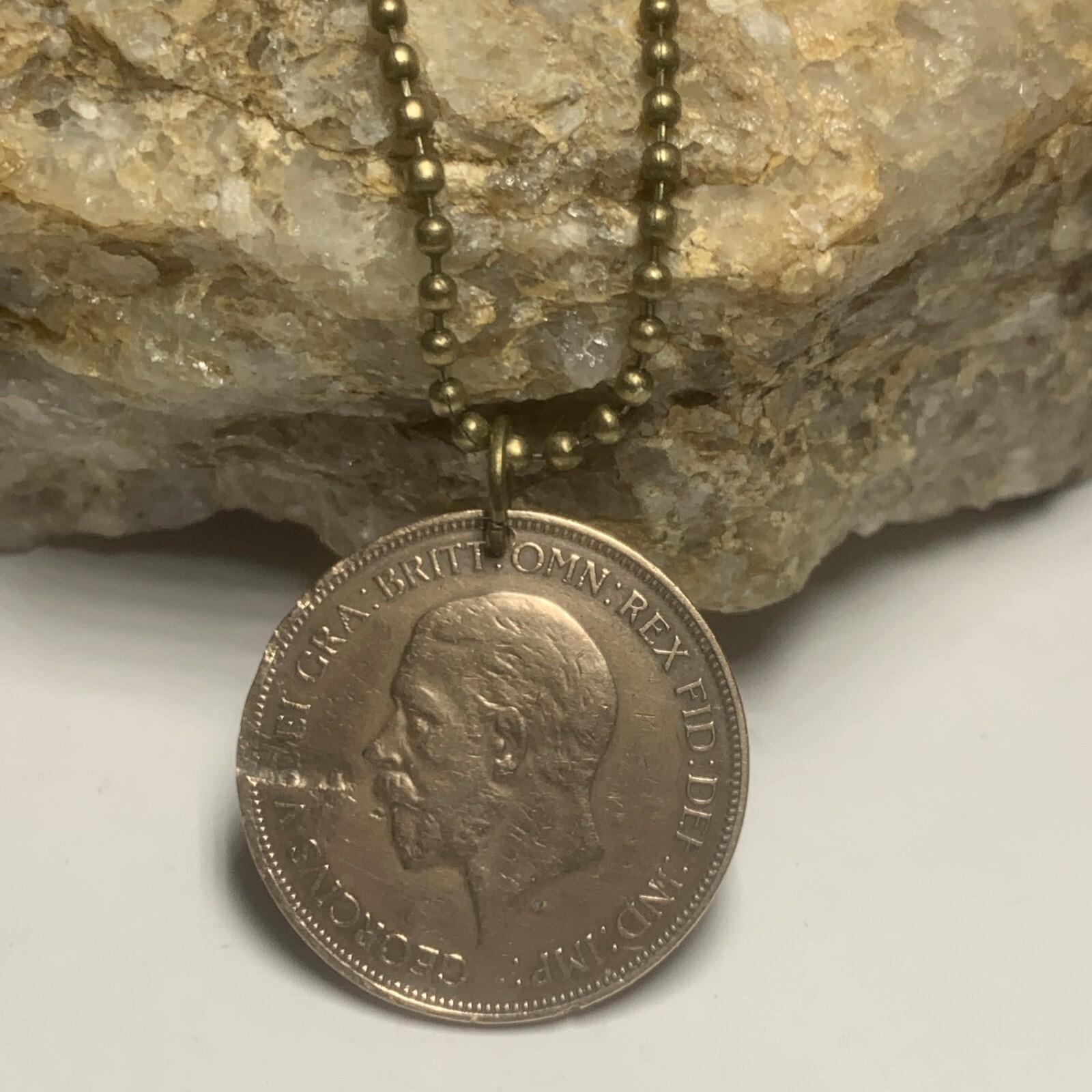 1935 UK Real Circulated Large Penny Coin Pendant. King George VI. Great Gift 🎁