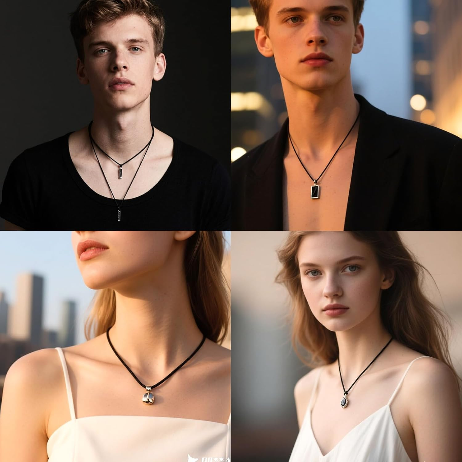 Leather Necklace Cord with Clasp Braided Wax Rope Chain for Men 24 inch Black