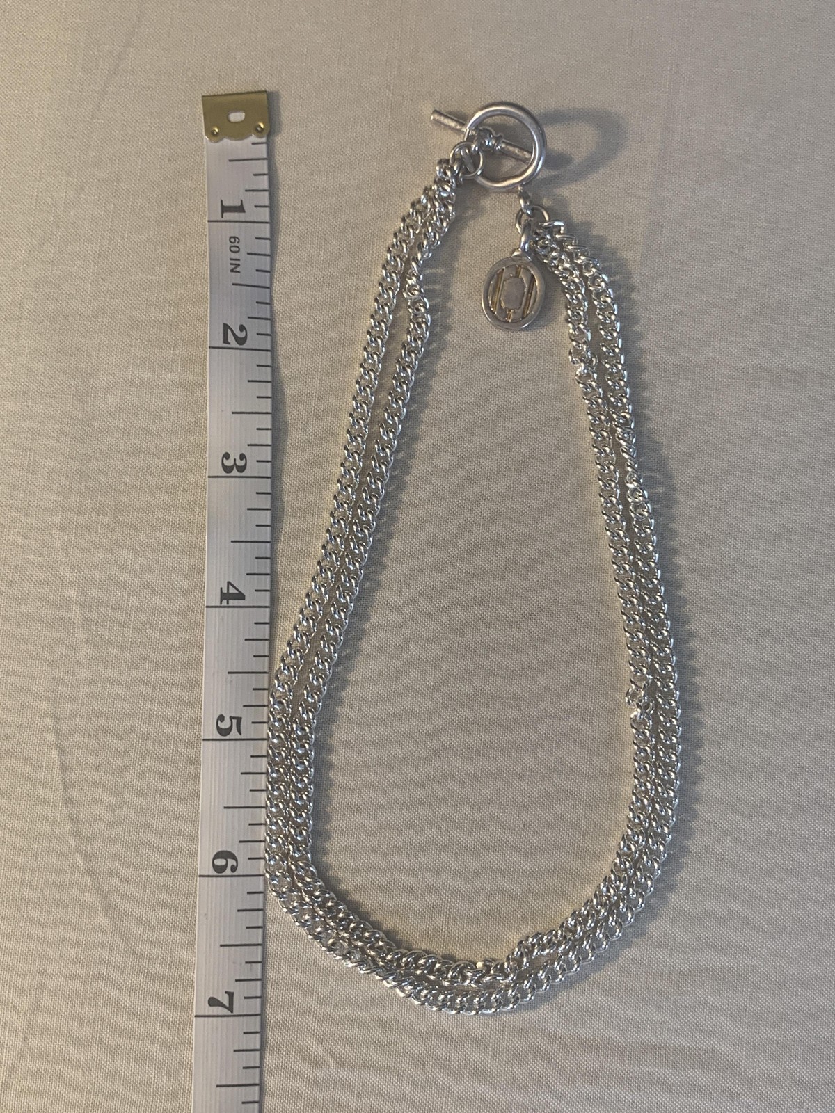 Lauren Ralph Lauren Necklace Silver Tone Layered Chain Collar 15 In Womens RL