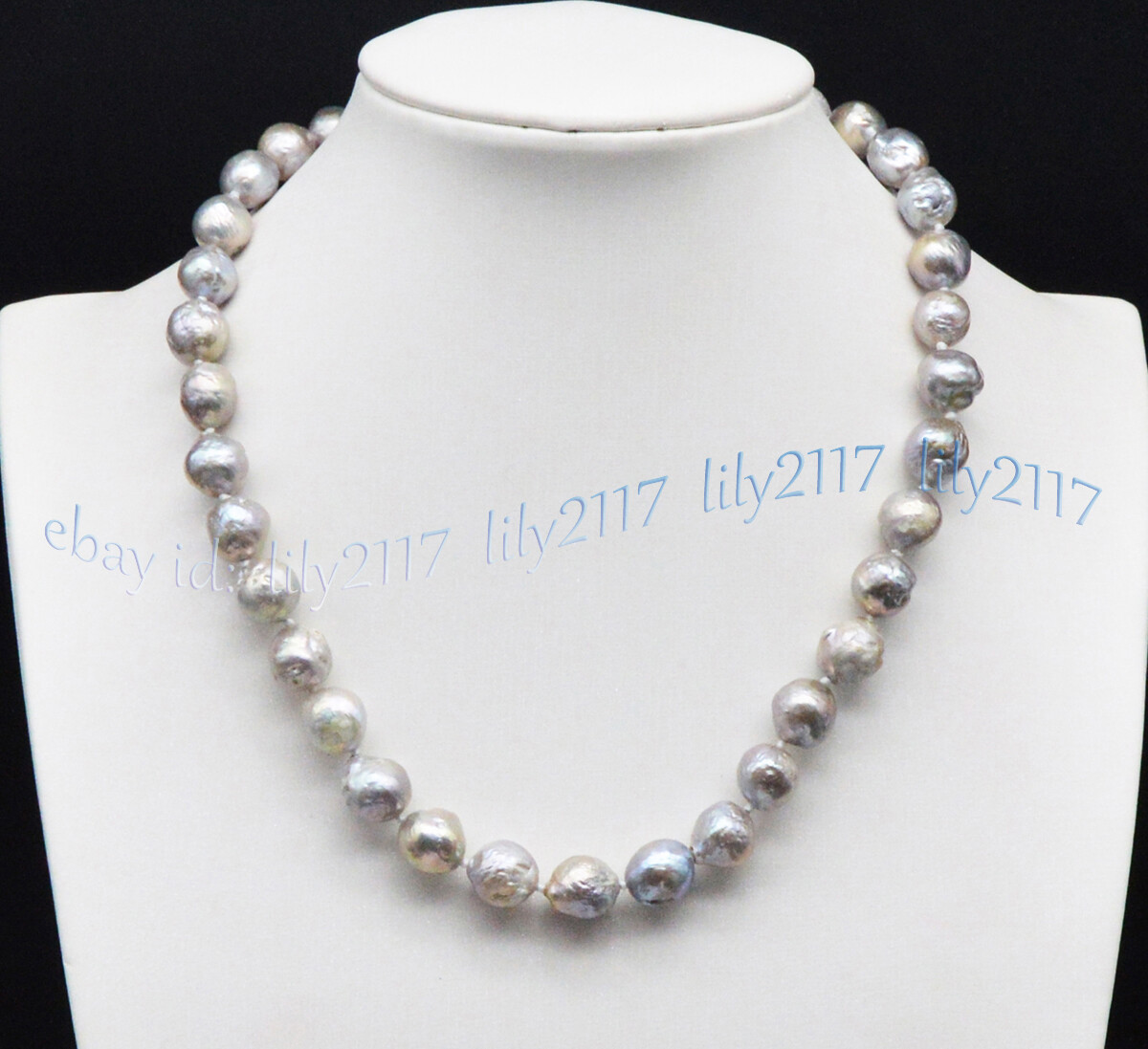 10-12mm Real Natural Gray Freshwater Keshi Edison Baroque Pearl Necklace 14-50”