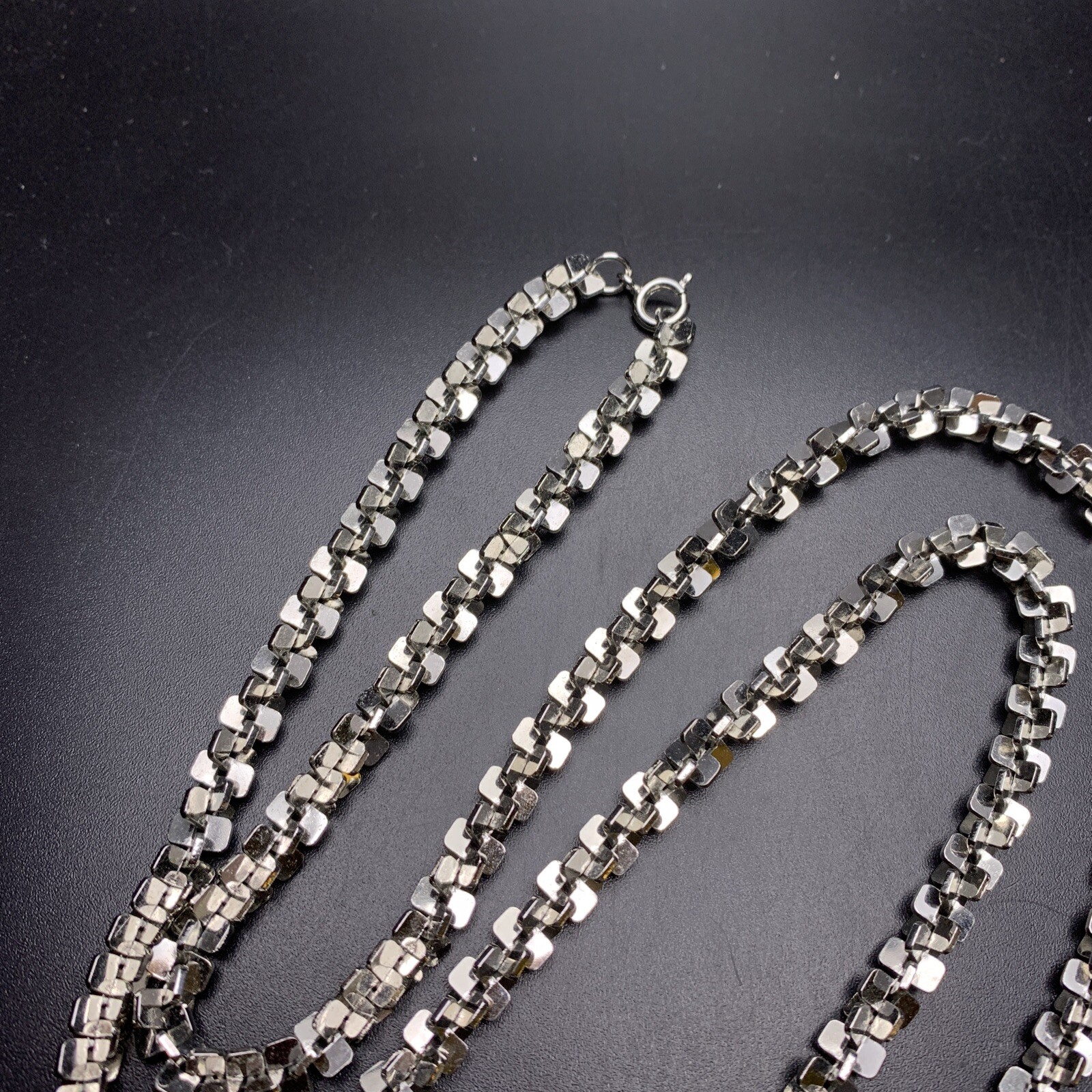 Long Margarita Chain Necklace Silver Tone 30 Inch Classic Simple