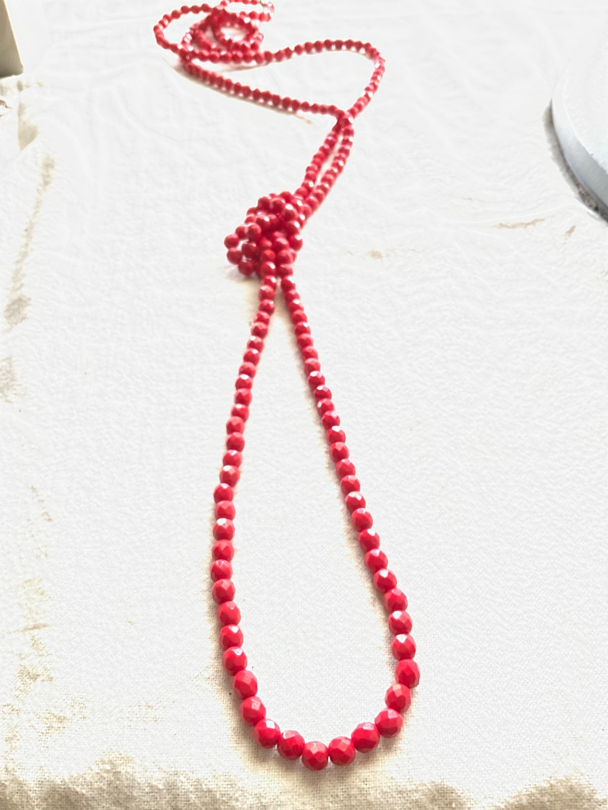 Vintage faceted Red Glass flapper necklace