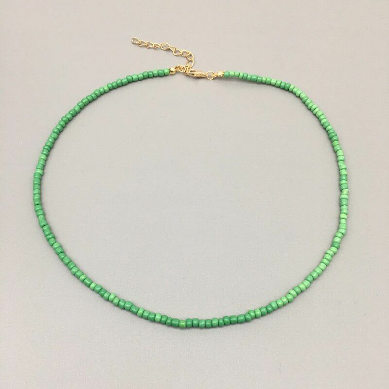 Women Necklace Seed Beads Strand String Beaded Short Jewelry 16 Inches Chokers