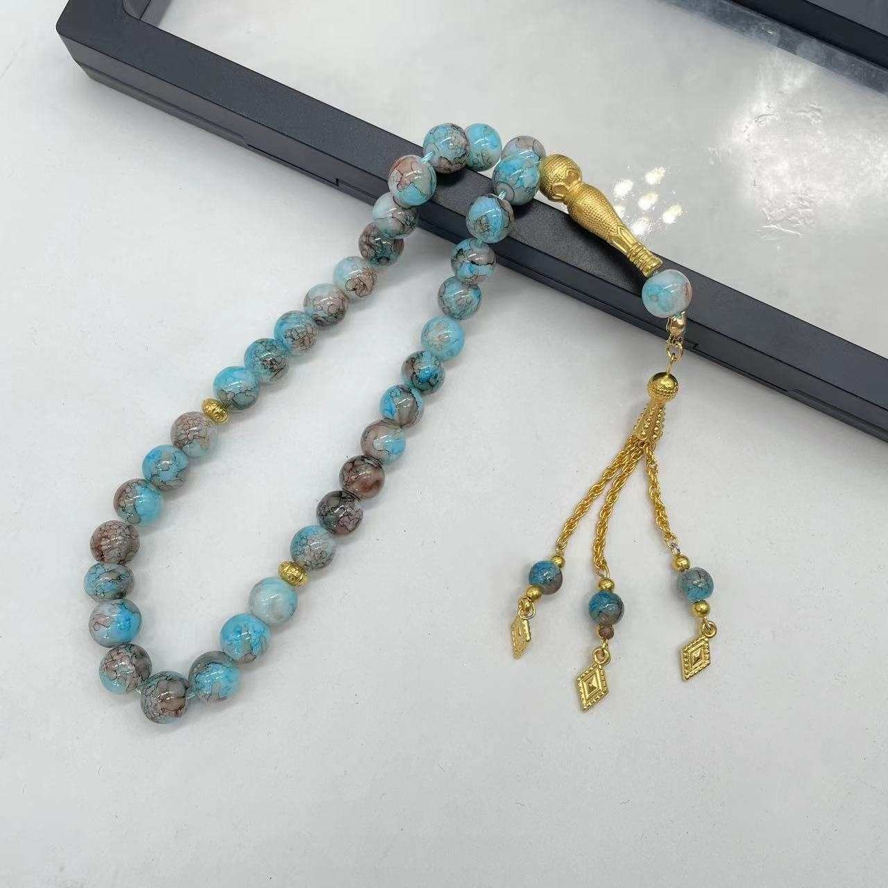 1Pc 10Mm Muslim Rosary Prayer Beads Turkish Glass Rosary Prayer Bracelet Jewelry