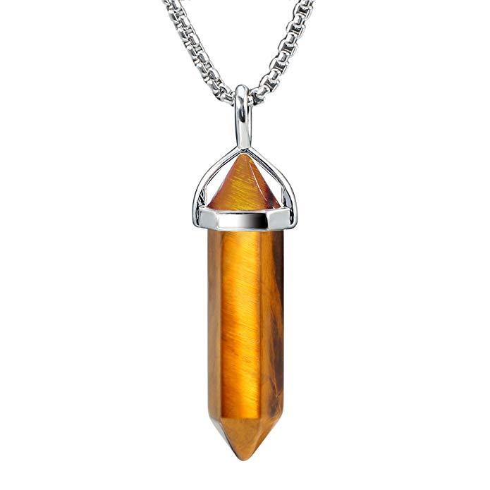 Natural Quartz Crystal Point Chakra Healing Gemstone Pendant Necklace Stone Gift