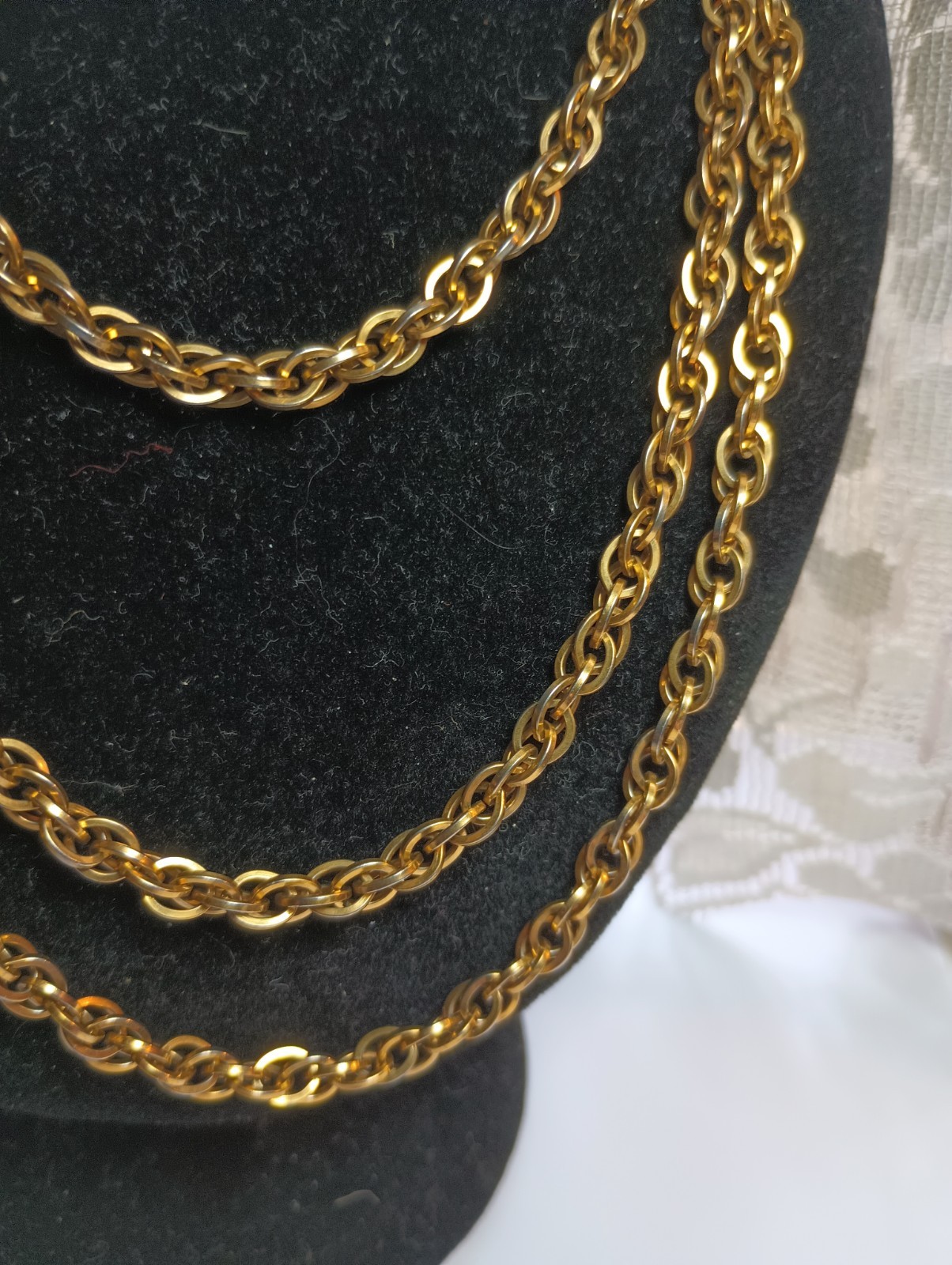 Vintage Necklace Gold Tone Chain 52 In Classic Long Jewelry or Belt Charm Tag