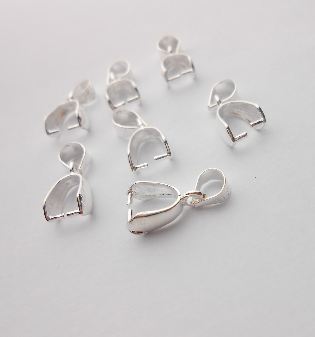 M 50PCS 925 Sterling Silver Findings Bail Connector Bale Pinch Clasp Pendant NEW