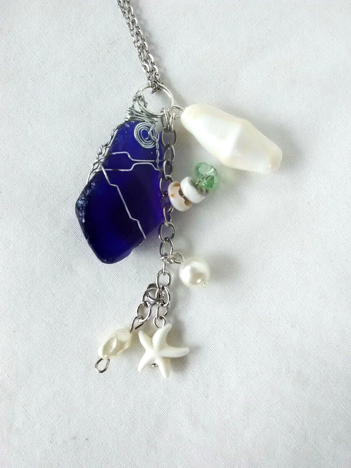 Boho Coastal Beach Glass Pendant Necklace 19″ Women’s Jewelry US Seller Gift