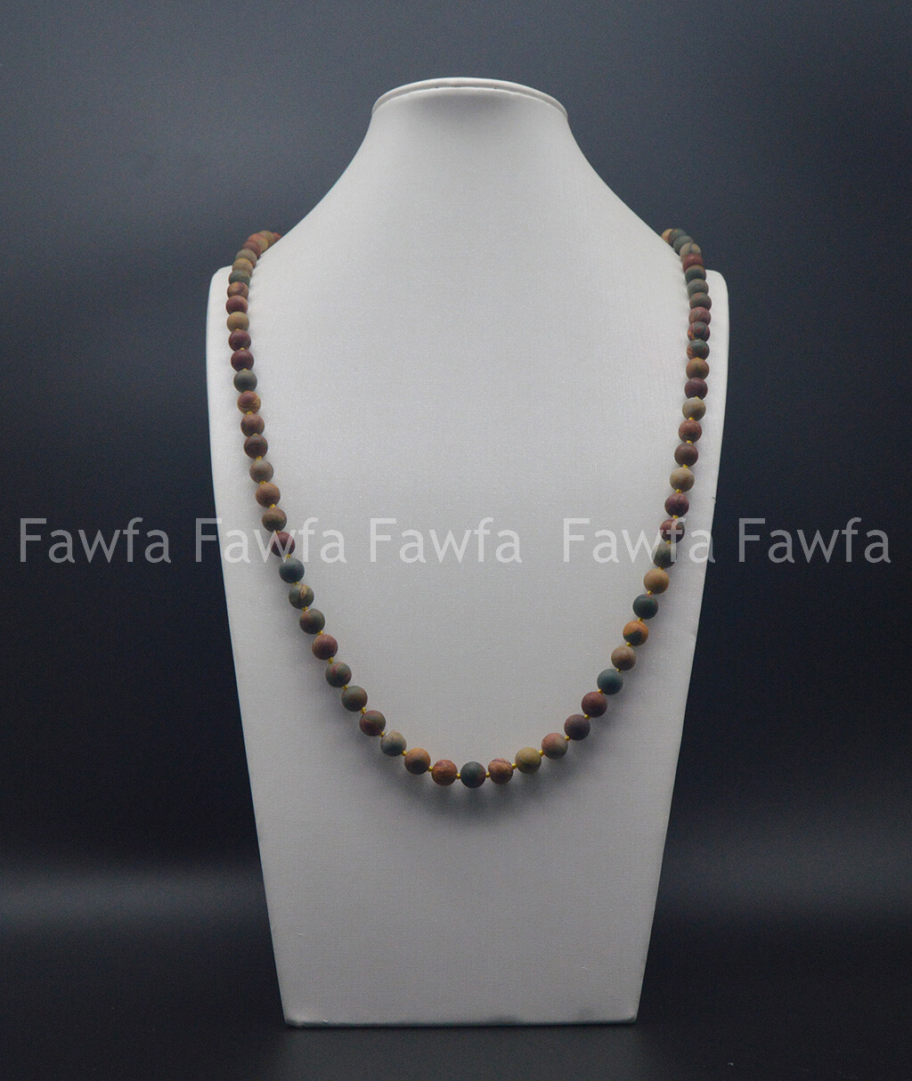 6/8/10mm Matte Multicolor Picasso Jasper Round Gemstone Beads Necklace 18-72”